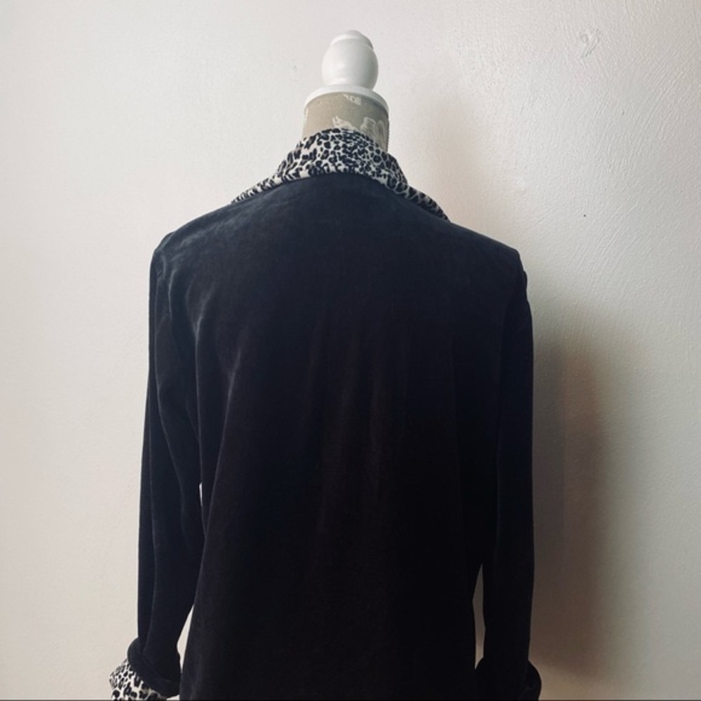 JM Collection Velvet Black Animal Print Trims. Jacket. Sz 12. - Picture 7 of 10